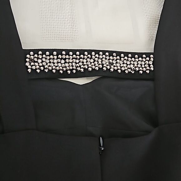 RW&CO Pleated Beaded Cut Out Mini Dress Black & Silver 00 - Picture 15 of 16